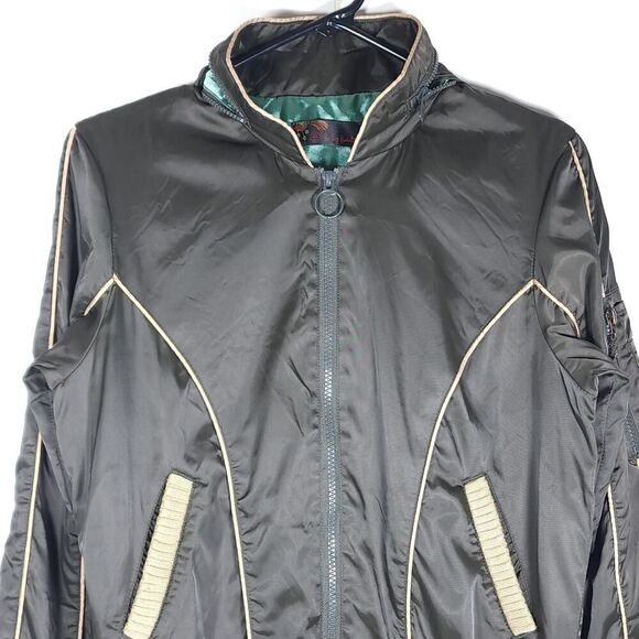 B By Burton Women's Nylon Size Small Brown Full Zip Hooded Bomber Jacket - Picture 2 of 11